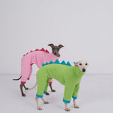 ESCCBOO Italian Greyhound Whippet Clothes, Cozy Fleece Dinosaur Costume, Basic Onesie Turtleneck Outfits Coat (Green, Small)