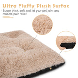 JOEJOY Dog Bed Crate Pad, Deluxe Plush Washable Dog Beds Fulffy Soft Kennel Pad Anti-Slip Pet Sleeping Mat for Medium Small Dogs, 29" x 21", Beige