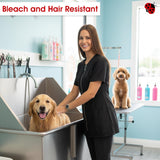 Ladybird Line 460 Groomer's Rhinestone Jacket - Water, Hair and Bleach Resistant, Short Sleeve Dog Grooming and Hair Stylist Smock with Round Neck, 2 Side Pockets & Adjustable Back Tie Belt - 3XL