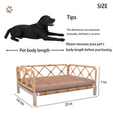 wallowsun Wicker Dog Bed with 2" Cushion,Rattan Dog Sofa Bed for Small Medium Dogs– Indoor/Outdoor Metal Frame Pet Bed up 66lbs (Brown Rattan Brown Cushion)