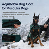 IECOii Dog Winter Coat - Deep Chest Breeds Reflective Dogs Coats Winter, Waterproof & Windproof Hunting Vests, Adjustable Snow Jackets for Large Breeds, Pitbull Outdoor Vest Jacket, Green, Sizes XL