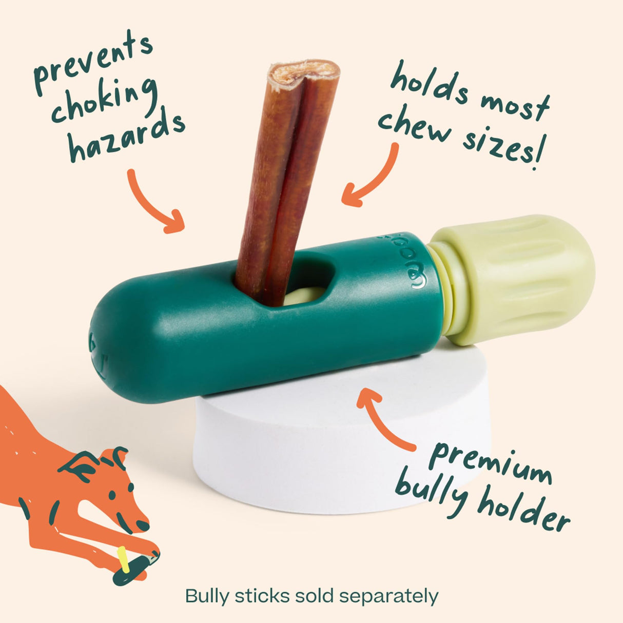 WOOF BullySafe - Bully Stick Holder - Durable Dog Chew Holder for Safe, Long-Lasting Play - Easy to Clean - No More Swallowed Ends