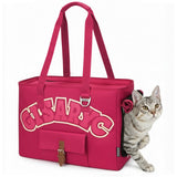 Dog Purse Carrier for Small Dogs, Cats and Puppies – Soft-Sided Foldable Pet Travel Bag with Multi Pockets, 3-Sided Mesh & Rollable Cover for Nervous Cats, Fits Pets up to 15 lbs (Berry Red)