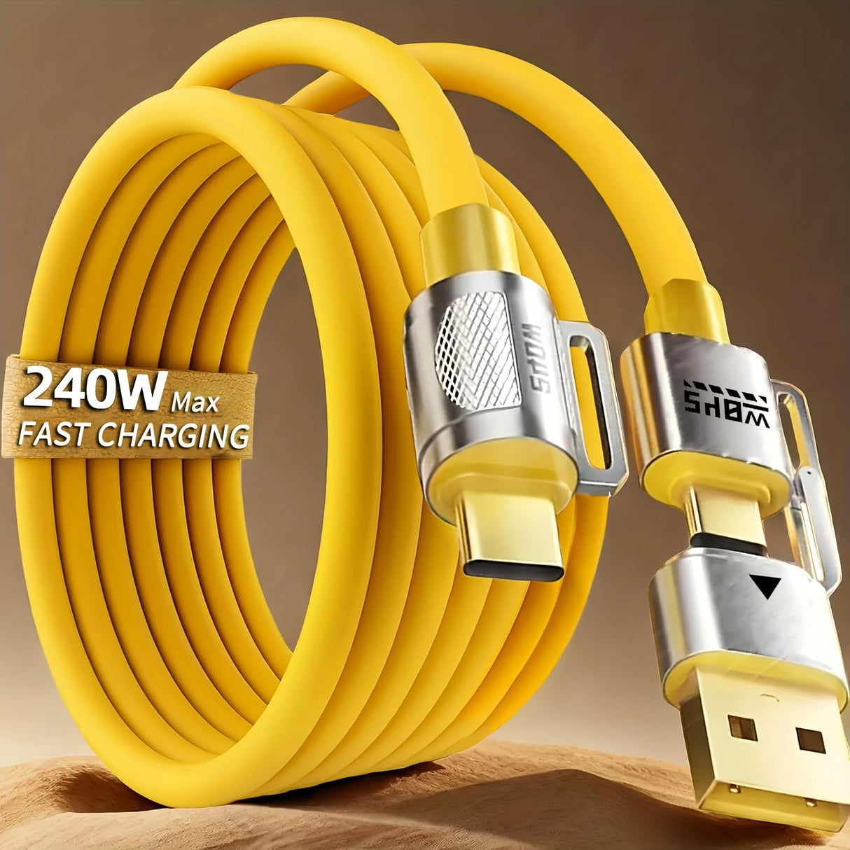 1pcs 240W Max Super Fast Charging Cable, 6.56FT (2 Meter) Multi USB A/C to USB C Fast Charger Cord, Suitable for Mobile Phones Tablets