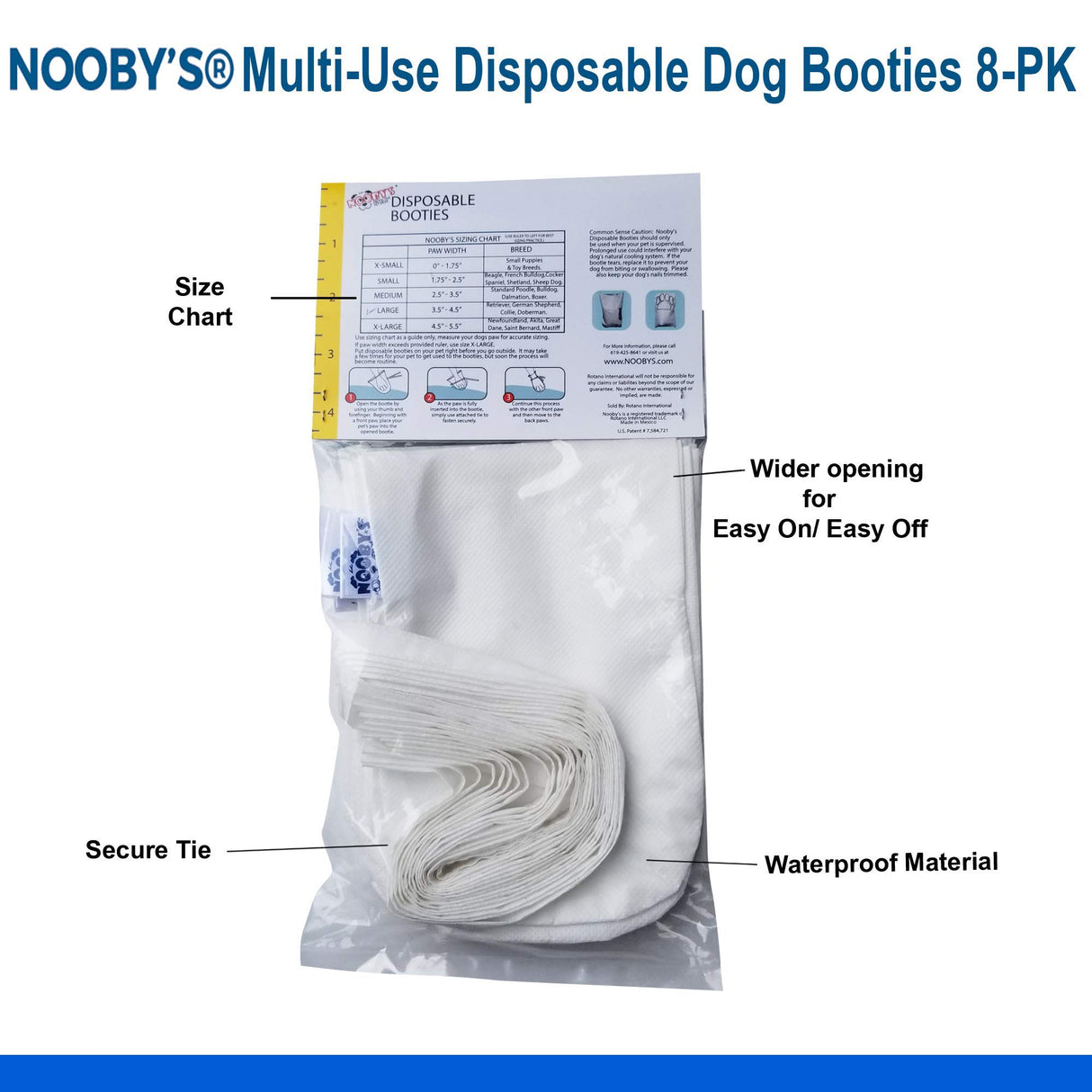 Wound Recovery Dog Boots 8-Pack by Nooby's. Protects Wounds, Bandages and medications. Medical Dog Booties for Maximum Protection Indoors and During Short Walks. (3XL: 6.5" - 7" Width)