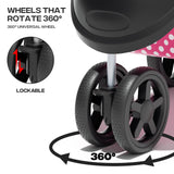 Pink Dog Stroller for Medium Dogs 30 lbs Pet Stroller for Small Dogs Cat Strollers for 2 Cats, 3 Wheels Foldable Jogger Puppy Stroller with Storage Basket and Cup Holder, Pink Polka Dots