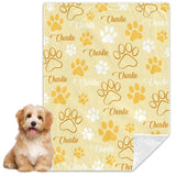 Custom Dog Blankets with Pet Name Personalized Yellow Paw Dog Blanket, Customized Dog Blanket for Medium Puppy Small Large Dogs, Washable All-Season Air-conditioned Rooms Blankets Dog Gifts 60" x 80"