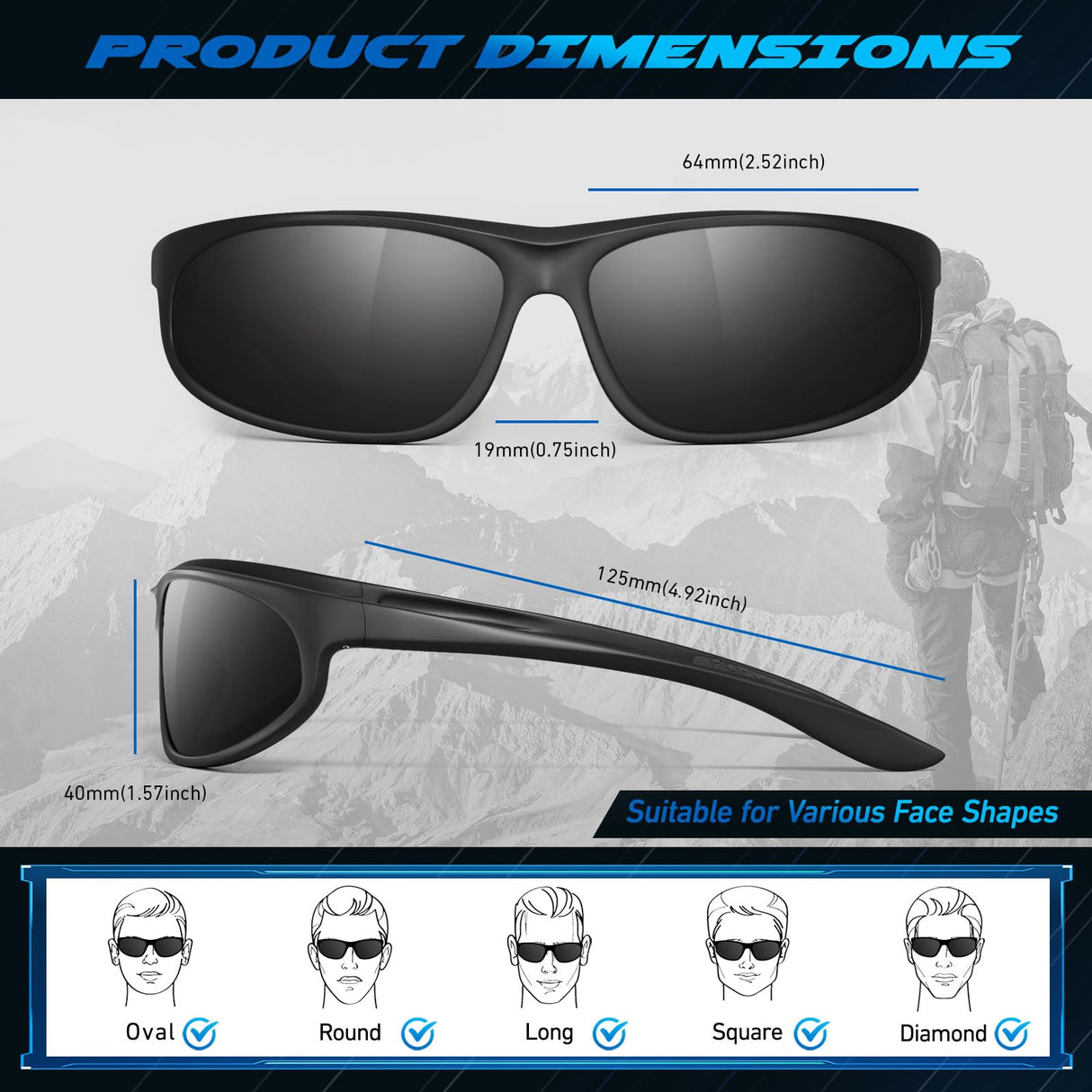 LINVO Polarized Sports Sunglasses for Men Women,Ultralight Wrap Around UV400 Protection Sun Glasses for Driving Fishing