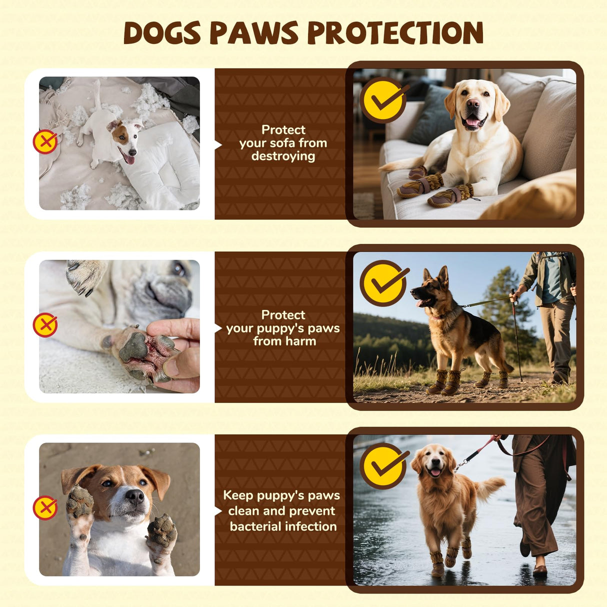 Dog Boots Winter, Dog Snow Shoes for Small Large Medium Dogs, Adjustable Puppy Booties Paw Protectors for Outdoor Cold Weather Hardwood Hiking Walking Size 5