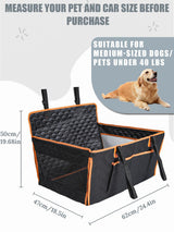 Prpeko Dog Car Seat for Large Dogs,Waterproof Fabric with Breathable Mesh&Adjustable Dog Seat Belt for Car,Dog Bed for Back Seat Up to 40 LB-Medium Orange