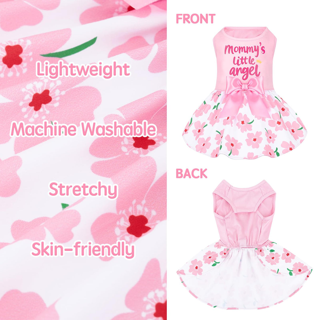 XPUDAC 4 Pack Cute Dog Dress with Bowknot Dog Clothes Puppy Skirt Mommy Floral Bunny Egg Shamrock Print for St. Patrick's Day Easter Holiday Pet Outfit for Girls, M