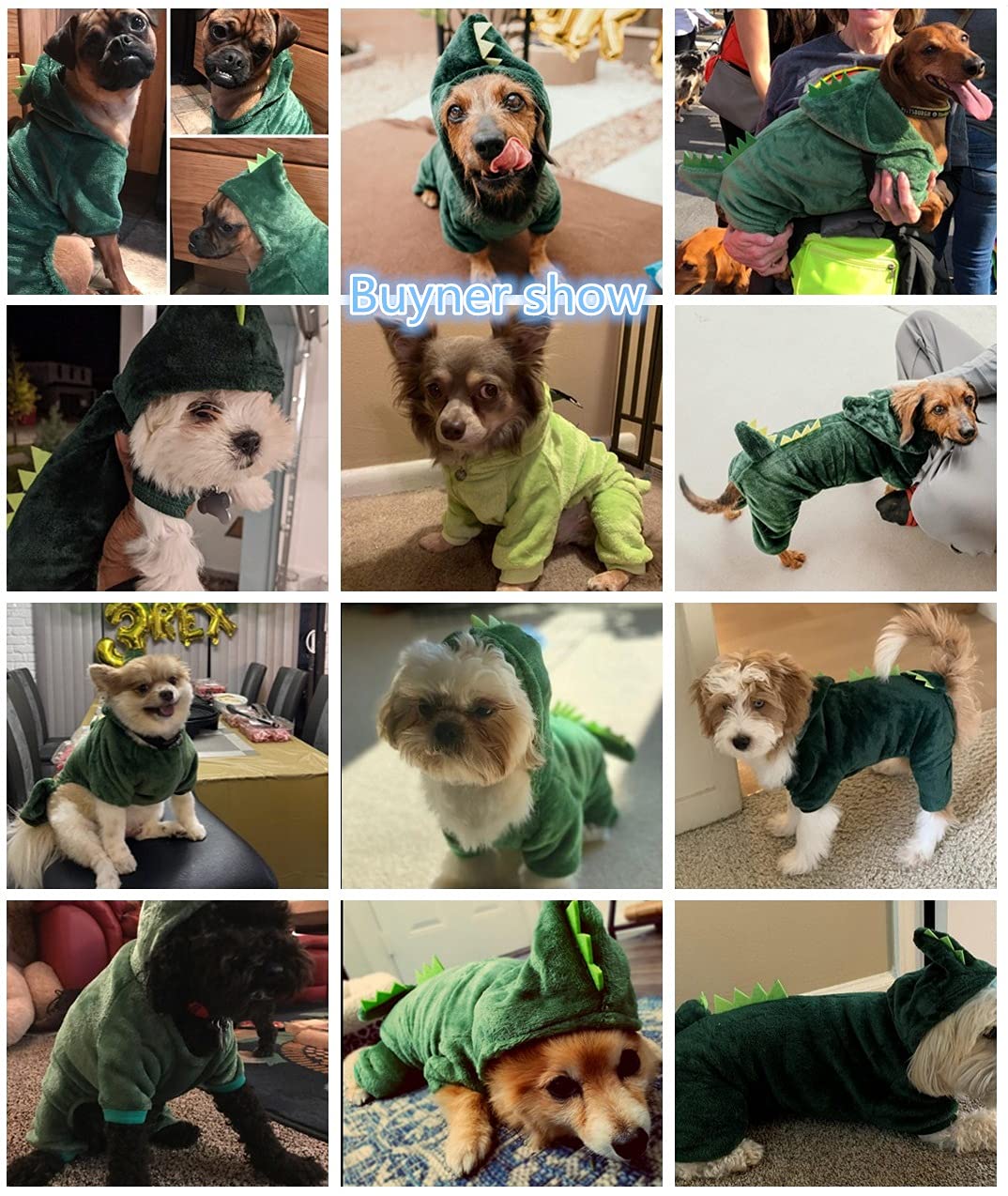 Idepet Dinosaur Dog Costume Clothes for Small Dogs Pet Halloween Costume Puppy Clothing Cats Outfits Funny Apperal(Green,XXL)