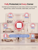 X-Sense Smart Smoke Detector with Voice Alerts and 17 Locations, Wi-Fi Smoke Alarm with SBS50 Base Station (Not Included), Test from APP, Wireless Interconnected Fire Alarm, Model XS0B-MR, 1-Pack