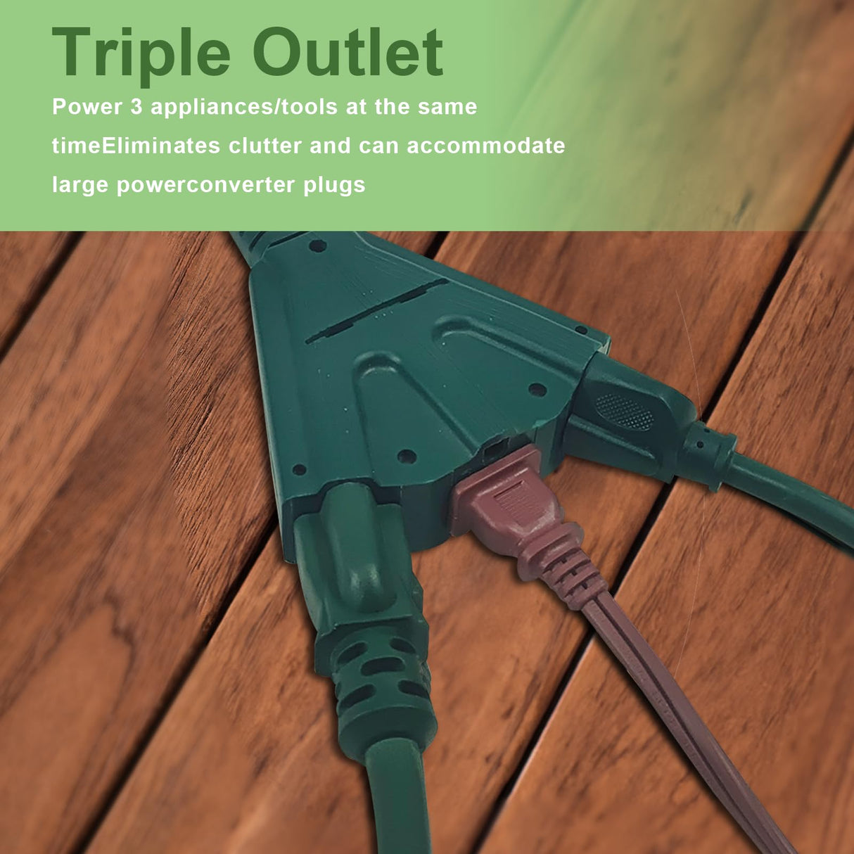 EP 2 Pack 6 Ft Outdoor Extension Cord with 3 Electrical Power Outlets - 16/3 SJTW Green Cable with 3 Prong Grounded Plug for Safety Great for Christmas Lights, Garden and Major Appliances