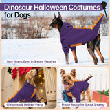 QBLEEV Dog Dinosaur Winter Coat, Warm Soft Knit Pullover Jacket with Hood for Cold Weather, Cozy Fleece-Lined Sweatshirt with 3D Dino Spikes, Stretchy Cute Pet Outerwear for Small Medium Large Dogs