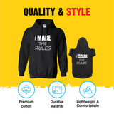 APPARELYN Matching Hoodies for Dogs & Humans - I Make The Rules I Break The Rules Pet & Owner - Soft Dog Sweatshirt Set Light Pink