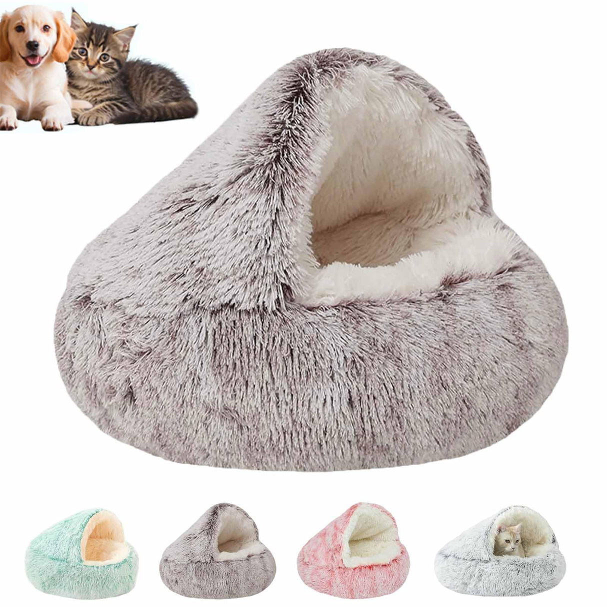 Cozy Cocoon Pet Bed for Dogs,Dog Bed with Hood,Small Dog Bed with Cover Cave,Cozy Cave Pet Beds for Small Medium Large (Coffee, Small)