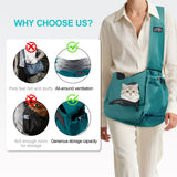 Dog Carrier Sling for Small Dogs & Cats Hand-Free Puppy Sling Purses with Storage Bag and Adjustable Shoulder Strap, Pet Sling Carrier Up to 8.8 Lbs (Blue)