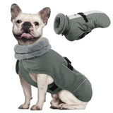Queenmore Dog Winter Jacket, Fleece Dogs Vest for Winter, Dog Cold Weather Coats, Puppy Coats for Medium Breeds Waterproof, Pet Snowsuit with Leash Hole, Grey, M
