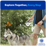 American Kennel Club Retractable Dog Leash, 16.4ft, Tangle-Free, Ergonomic Grip, One-Hand Brake, for Medium & Large Dogs up to 66