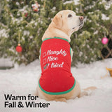 Parisian Pet Dog Christmas Tshirt - Embroidered “ Naughty Or Nice “ Dog Shirt - Lightweight Cotton Puppy Christmas Outfit - Sleeveless Funny Pet Clothes - Shirts for Small Dogs - XXS