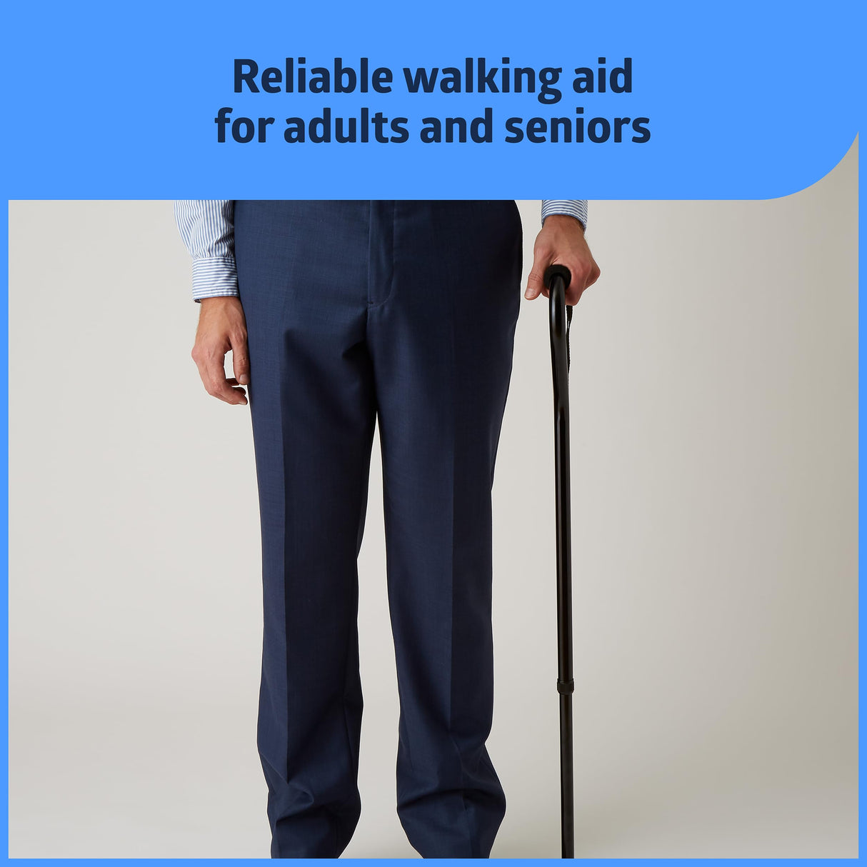 Medline Aluminum Offset Walking Cane for Seniors & Adults is Portable and Lightweight for Balance, Knee Injuries, Mobility & Leg Surgery Recovery, Black