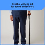 Medline Aluminum Offset Walking Cane for Seniors & Adults is Portable and Lightweight for Balance, Knee Injuries, Mobility & Leg Surgery Recovery, Black