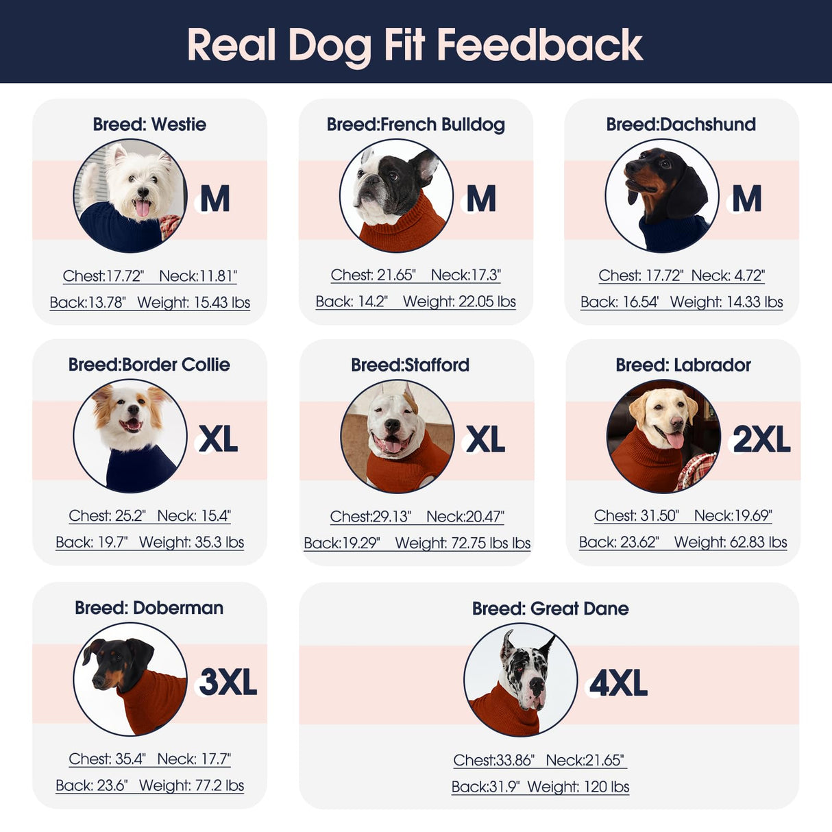 IECOii 2 Pack XXXL Dog Sweater for Large Dogs Girl Boy, Extra Large Dog Sweaters with Foldable Turtleneck, Super Soft & Stretchy Knitwear for Golden Retriever,Labrador, Blue+Brickred, 3XL