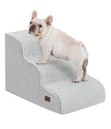 ABCPET Dog Stairs for Small Dogs, 15.7" H Dog Steps for Bed 35D Strong Support Foam Stairs for High Bed or Couch Sofa Non-Slip Balanced Pet Steps Indoor, Light Grey