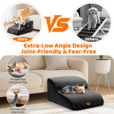 Gimars Extra Wide Sturdy 30D High Density Foam 2-Step Dog Stairs for Sofa, Pet Stair for Small Medium Dog Black