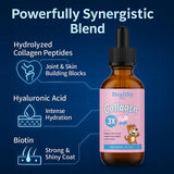 Healthy Petz Premium Liquid Collagen for Dogs - Skin & Coat Supplement with Hyaluronic Acid & Biotin, Supports Joint Health, Mobility & Hydration for All Dogs, Bacon Flavor - 2 fl oz (1)