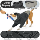 Nanaki Dog Hoodies for Large Dogs Sweatshirt with Pocket-Warm Fleece, Long Sleeves Adjustable Zip Collar-Comfort Pet Sweater for Labrador, Large Sweatshirt Winter Coat for Fall Winter Spring Grey 2XL