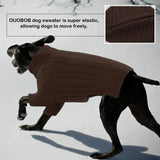 OUOBOB Large Dog Sweater - Turtleneck Thick Warm Doggie Christmas Sweater for Girl Boy Dogs (Brown L)