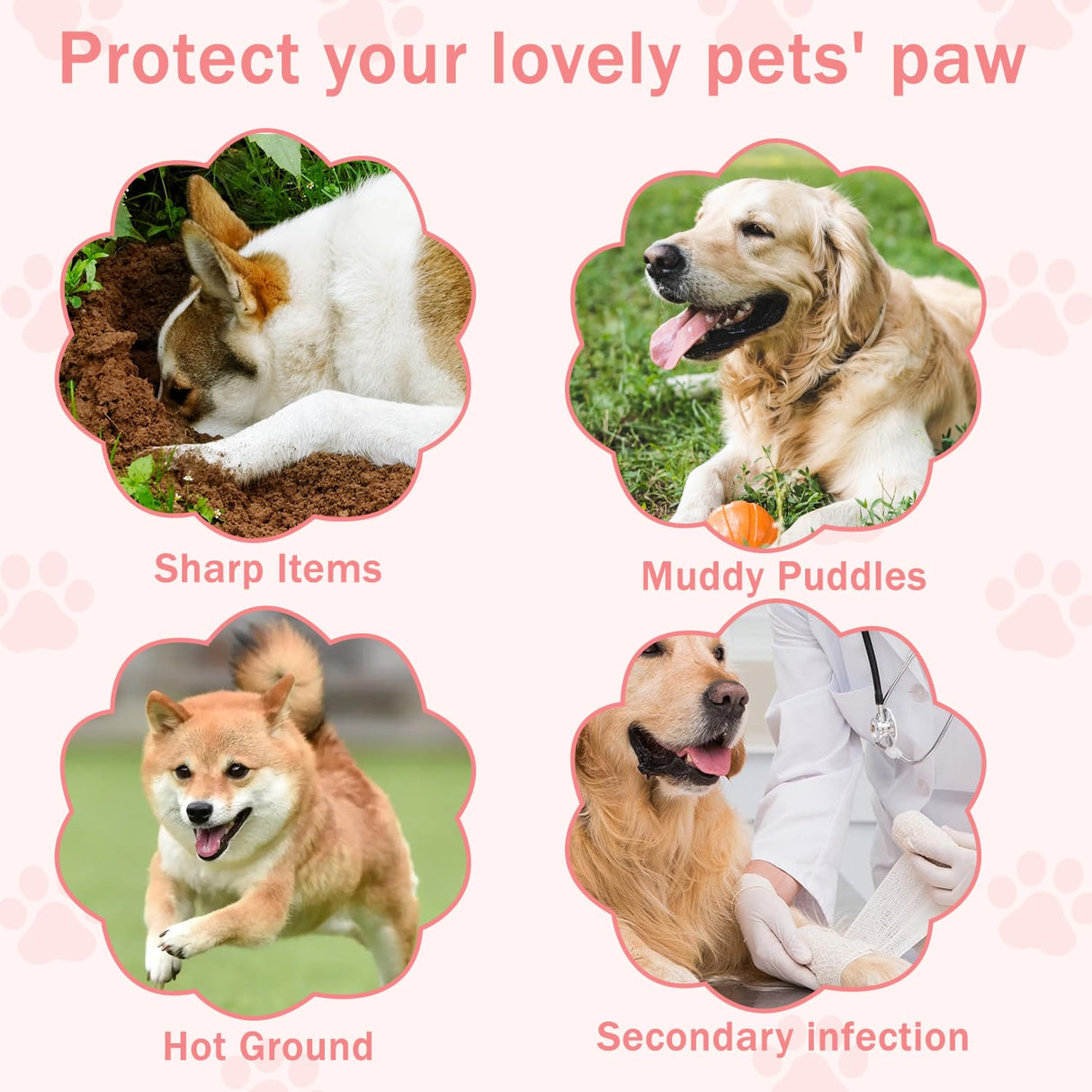 Disposable Dog Booties for Dog Cats,40Pcs Pet Booties Waterproof and Breathable with Adjustable Bandage,Paw Socks Protector for Small Medium Large Dogs,Disposable Dog Boots
