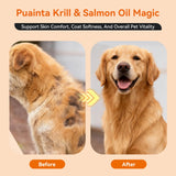 PUAINTA Krill and Salmon Oil for Dogs & Cats for Healthy Skin and Coat, 25% Max Omega 3 for Dog Fish Oil Supplement with EPA & DHA, Vitamin A, E for Dry Skin, Itchy & Allergy Skin Relief -8 oz, Liquid