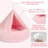 NOYAL Calming Dog Bed for Anxiety, Hooded Donut Cave with Blanket, Plush Fluffy Washable Pet Bed for Small Medium Dogs & Cats