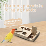 FlidRunest Wooden Bird Foraging Puzzle Toys for Parrots, Parakeet, Cockatiel, Sun Conures - Birds Interactive Mental Enrichment Toy, B ird Seed Slow Feeder Toy for Cage