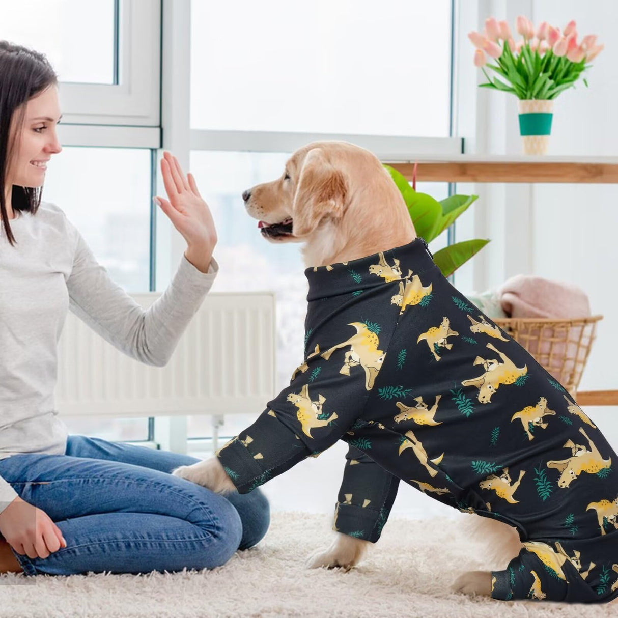IDOMIK Pajamas, Soft PJs With Zipper, Breathable Shirts for Boys Girls, Apparel Onesie, Recovery Suit for Small Medium Large Dogs, Anxiety Relief Onesies, Darkgray, 2XL
