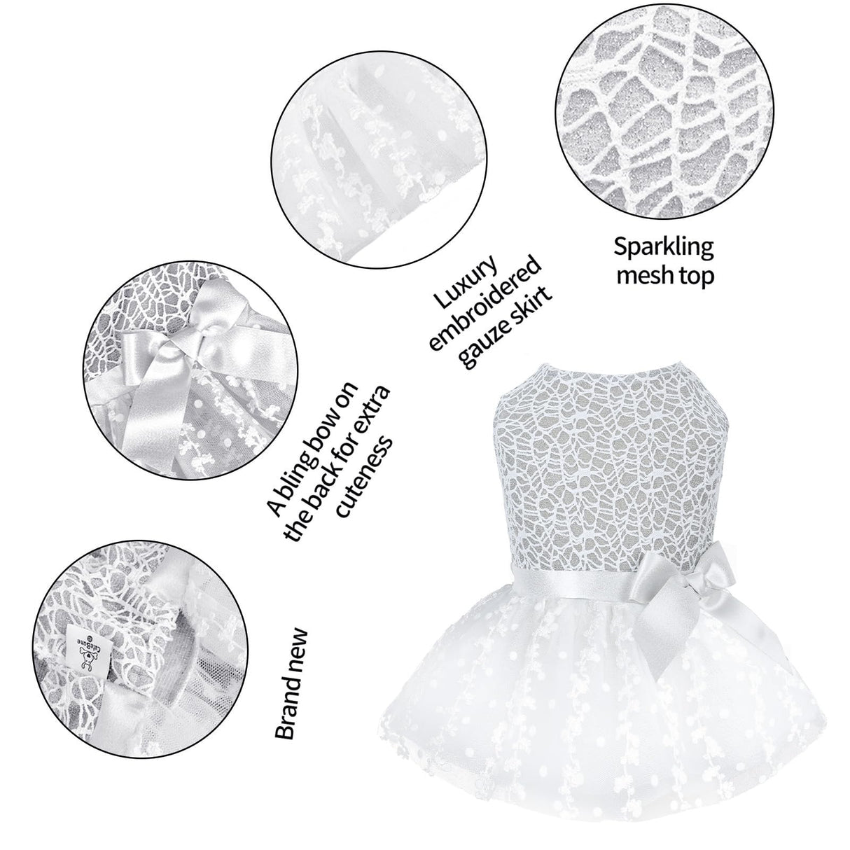CuteBone Dog Birthday Dress Girl Puppy Skirt Tutu Cat Wedding Outfit Pet Party Clothes for Small Dogs Costume DD17XS