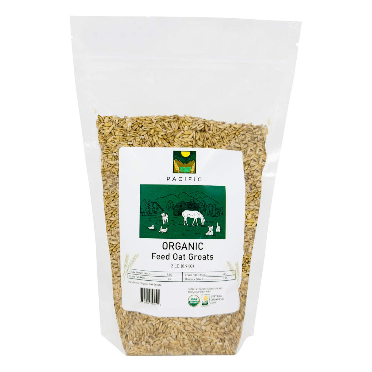 PACIFIC Organic Petfood Organic Feed Oat Groats - Oat Groats for Birds | Rich with Fiber & Minerals | USDA and CCOF Certified | Packed in USA | 2Lbs