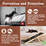 Chuiendi Dog Ramp for High Bed, Couch, Car, Pet Ramps 55.12" Long Adjustable 19.3"-27.17" Wooden Dog Step with Anti-slip Rubber Mat & Safety Side Rails for Small Medium Large Older Pets, up to 250 lbs