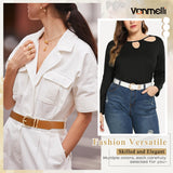 VONMELLI 3 Pack Women's Leather Belts for Jeans Dresses Ladies Waist Belt with Fashion Gold Buckle Black White Brown S 25-31