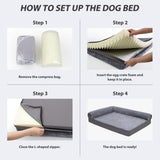 KSIIA Orthopedic Dog Bed - Waterproof Dog Couch Bed with Egg Crate Foam & Nonskid Bottom, 30 x 20 Inch, Gray