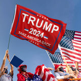 Trump 2024 Flag 3x5 Outdoor Double Sided - 3 Ply Red Take America Back 2024 Donald Trump Flags for Outside Indoor Outdoor Patriotic Decorations - Heavy Duty President Trump Flag with 2 Brass Grommets