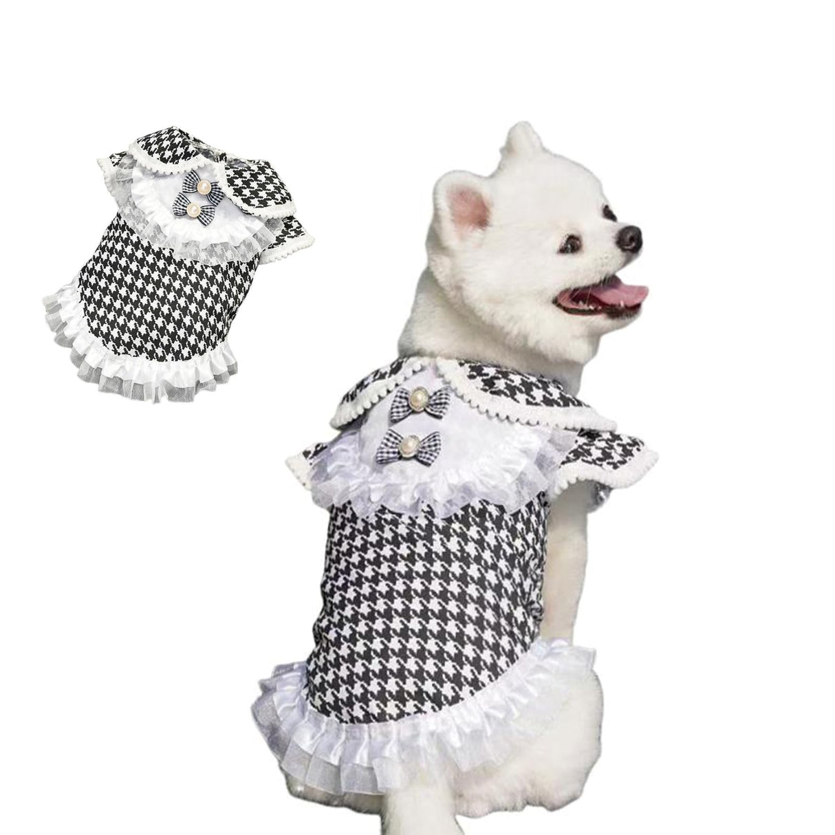 Dog Clothes Dog Dresses, Cute Puppy Dresses Pet Cat Princess Bowknot Clothes Cute Puppy Summer Outfits for Medium and Small Dogs Cat Girls (Black T-Shirt, X-Small)