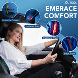 QUTOOL Lumbar Support Pillow for Car/Office Chair, Memory Foam Back Cushion for Car Seat, Back Pain Relief Adjustable Strap and Washable Cover, Lower Back Pillow Fits Most Cars, Trucks (Black)