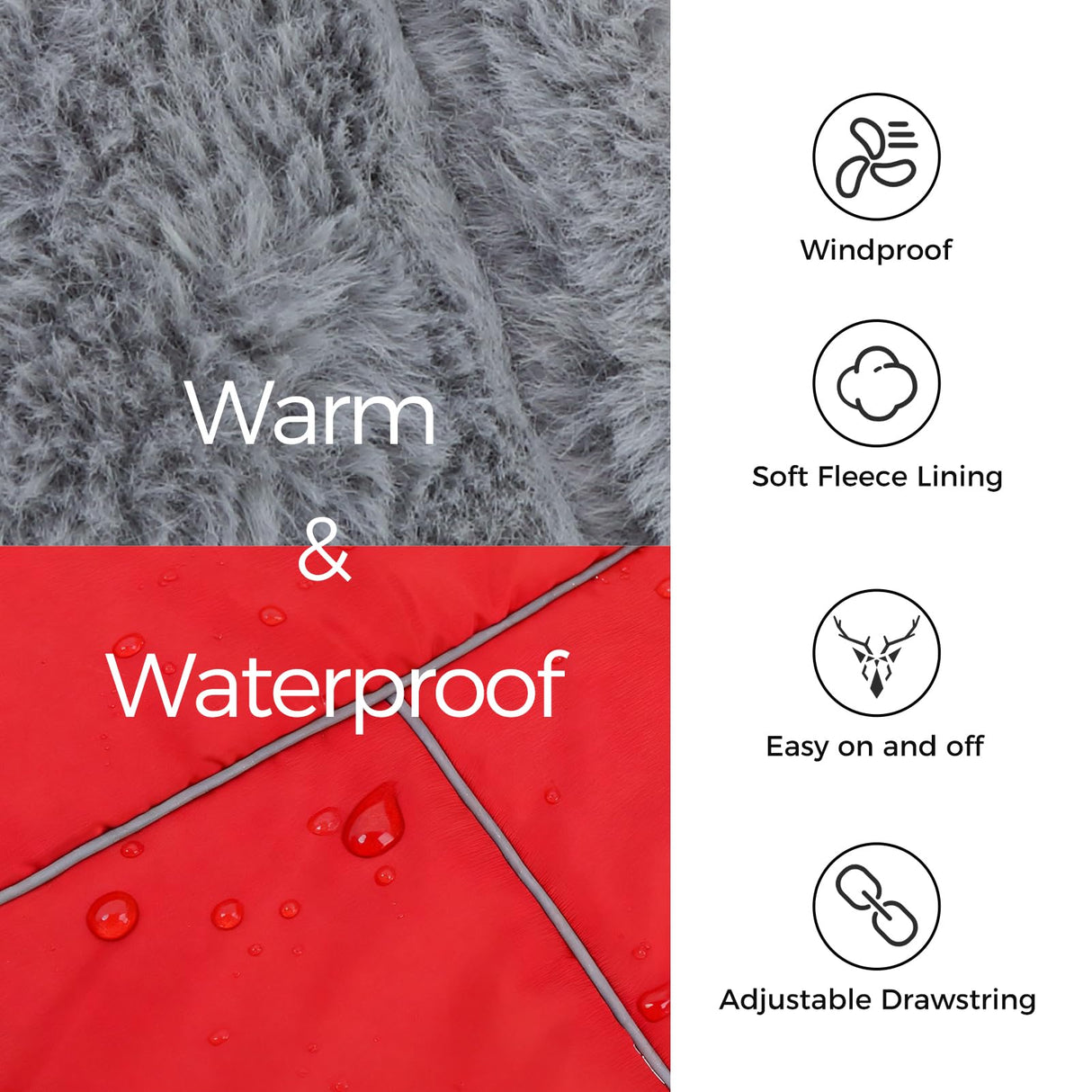 Mihachi Dog Coat for Small Dogs, Warm Dog Winter Coat Waterproof Dogs Jacket with Harness Built in Reflective Pet Fleece Vest, Puppy Cold Weather Coats Turtleneck & Windproof Dogs Snowsuit, Red S