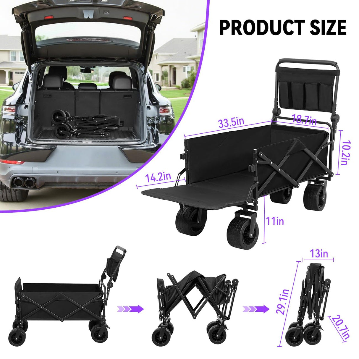 TKYZ Large Dog Stroller Cart,Foldable Dog Wagon Cart for Medium & Large Dogs with Tailgate
