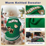 Small Dog Sweater Sweatshirt Cute Puppy Sweaters - Winter Green Warm Knitted Bear Design for Puppies (M)