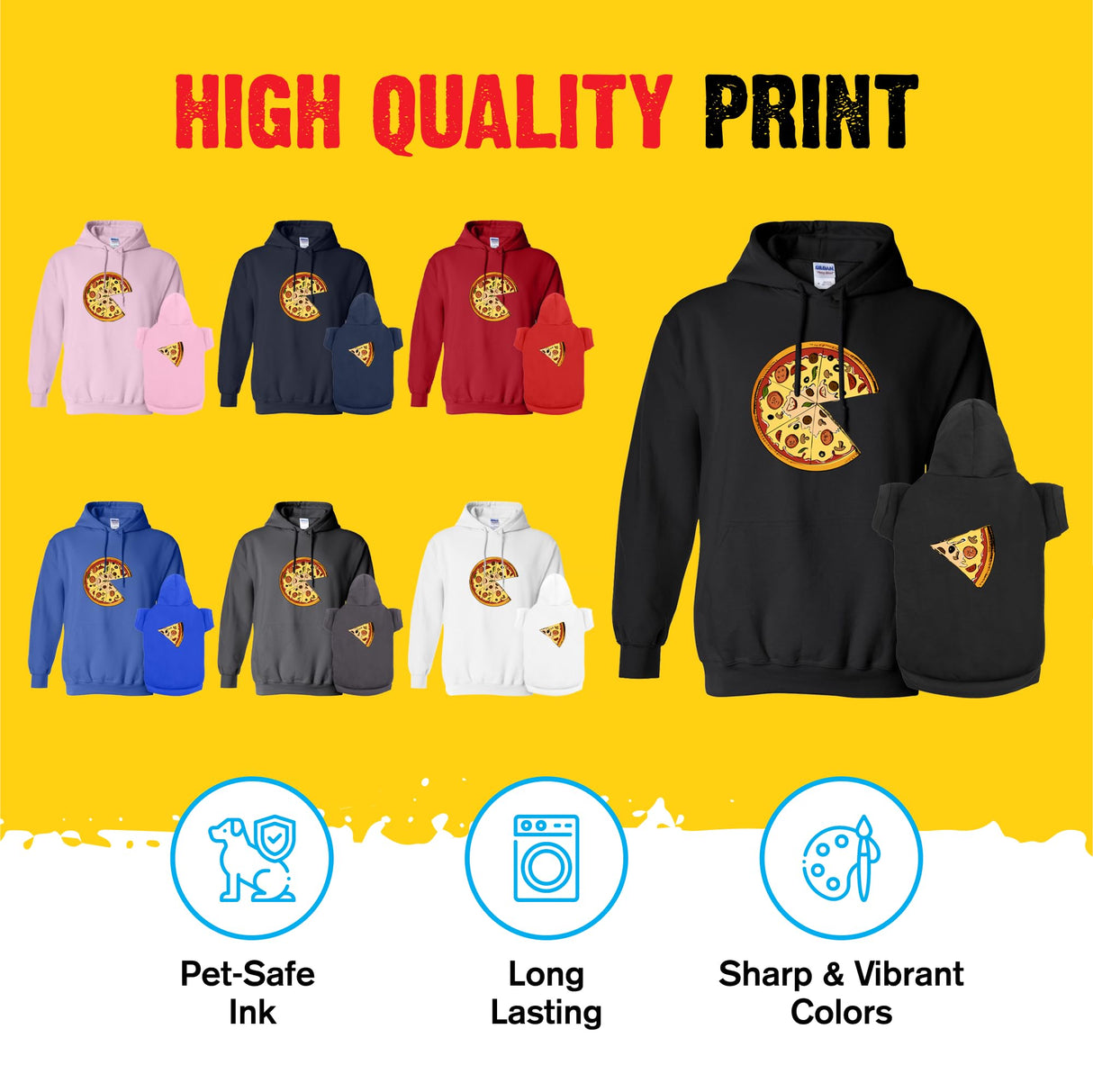 APPARELYN Matching Hoodies for Dogs and Humans Pizza Pie Pizza Slice Pet & Owner Sweaters - Soft Dog Sweatshirt Set Charcoal